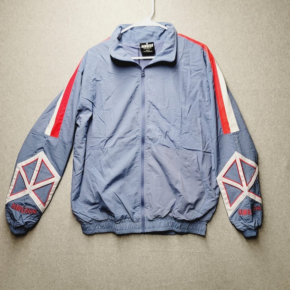 Raw Gear‎ Performance Windbreaker Full Zip Jacket Lined Men's Large Light Blue